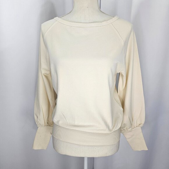 Universal Standard Women's Cream Puff Raglan Sleeve Split Back Top Size XS NWT - Picture 2 of 15
